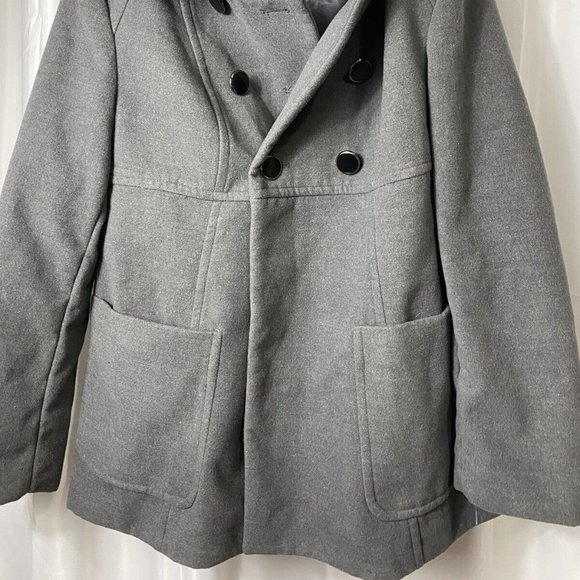 STYLE & COM STRETCH SIZE MEDIUM GRAY PEACOAT WITH POCKETS - Picture 2 of 4